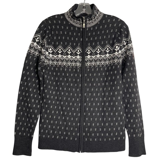 Neve Natalie Full Zip Sweater Womens M Black Merino Wool Classic Whimsical - Picture 1 of 9